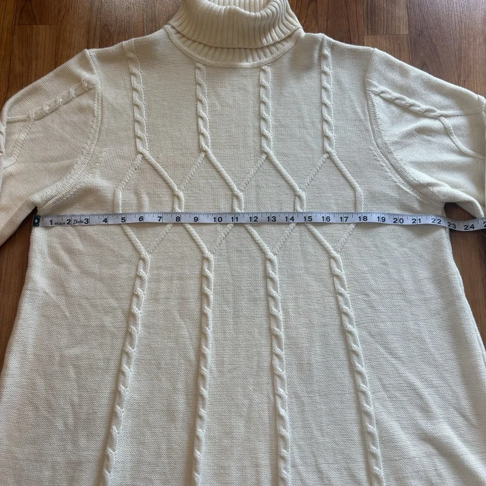 Sahalie Women's Cable Knit Turtleneck Sweater Size 2X Creamy Beige Long Sleeve
